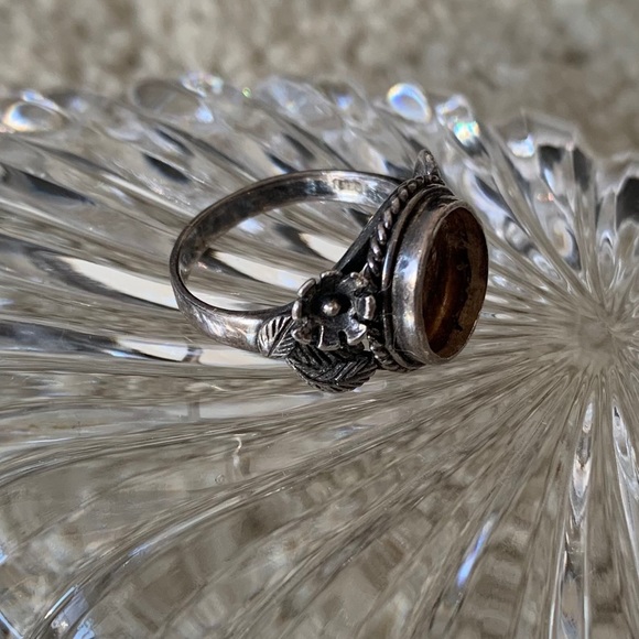 Sterling Silver 925 Floral Ring Frame - Picture 3 of 5